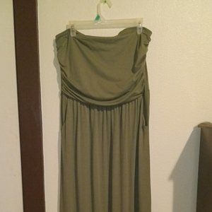 NEW Strapless Maxi Dress - Olive Green, Size XL